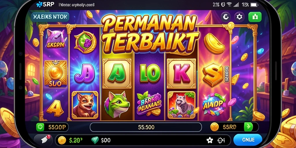 Tampilan menarik dari gameplay Slot di 55RP yang penuh warna.