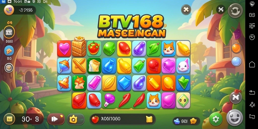 Tampilan gameplay BTV168 dengan tantangan Match-3 yang menarik.