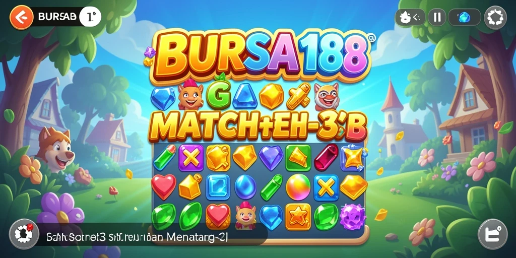 Screenshot gameplay BURSA188, menunjukkan berbagai tantangan Match-3 yang dihadapi pemain.