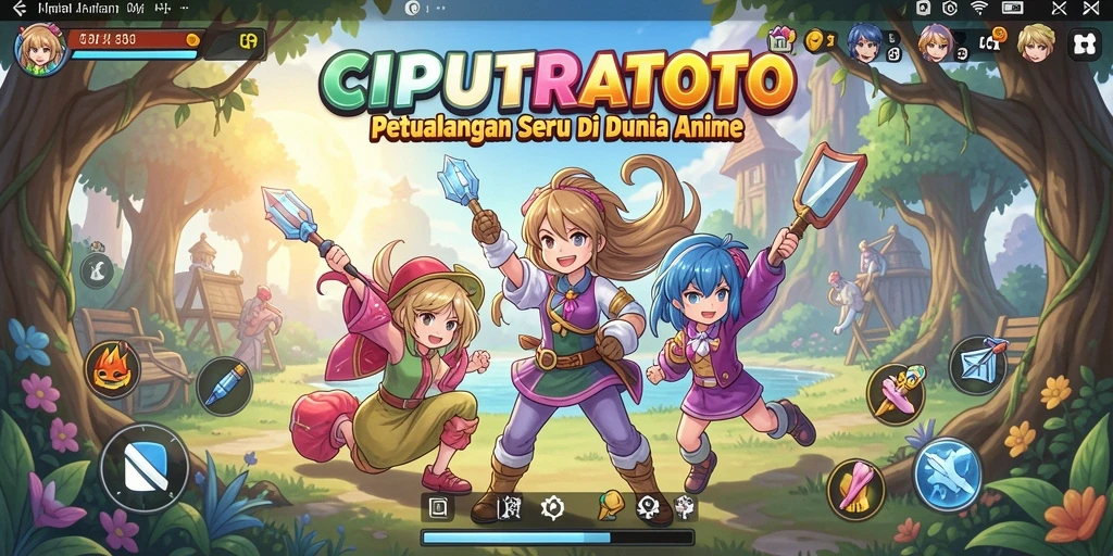 Tampilan gameplay seru di dunia anime yang penuh warna.
