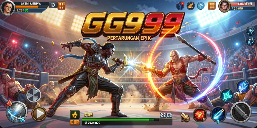 Gameplay GG999 menampilkan pertarungan epik antara karakter yang beragam.