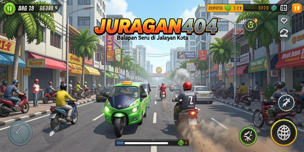 Tampilan gameplay Racing yang menegangkan di JURAGAN404.