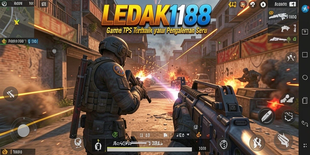 Screenshot LEDAK188 menunjukkan aksi menegangkan dalam gameplay TPS.