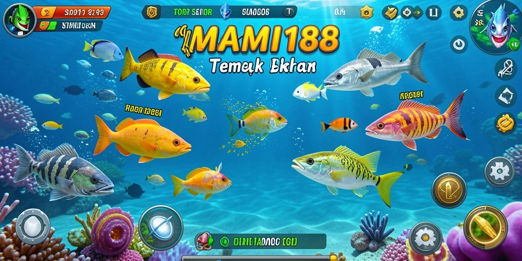 Tampilan gameplay seru dalam MAMI188 saat menembak ikan.
