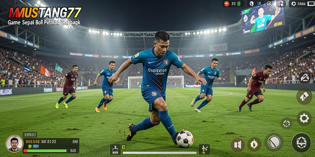 Tampilan gameplay <strong>MUSTANG77</strong> yang menarik saat pertandingan sepak bola berlangsung.