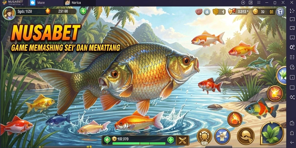 Screenshot gameplay NUSABET menampilkan pengalaman memancing yang realistis dan menyenangkan.