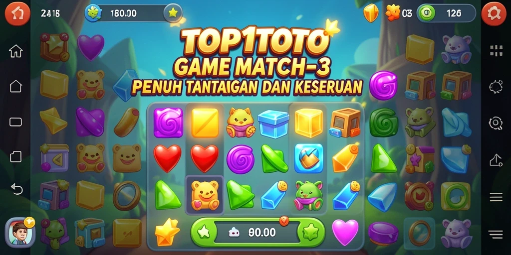 Tangkapan layar gameplay TOP1TOTO menunjukkan keseruan mencocokkan item.