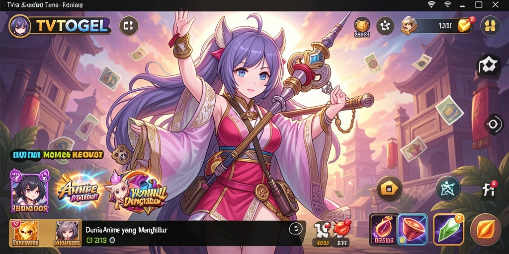 Tampilan gameplay yang seru dalam TVTOGEL dengan karakter Anime.