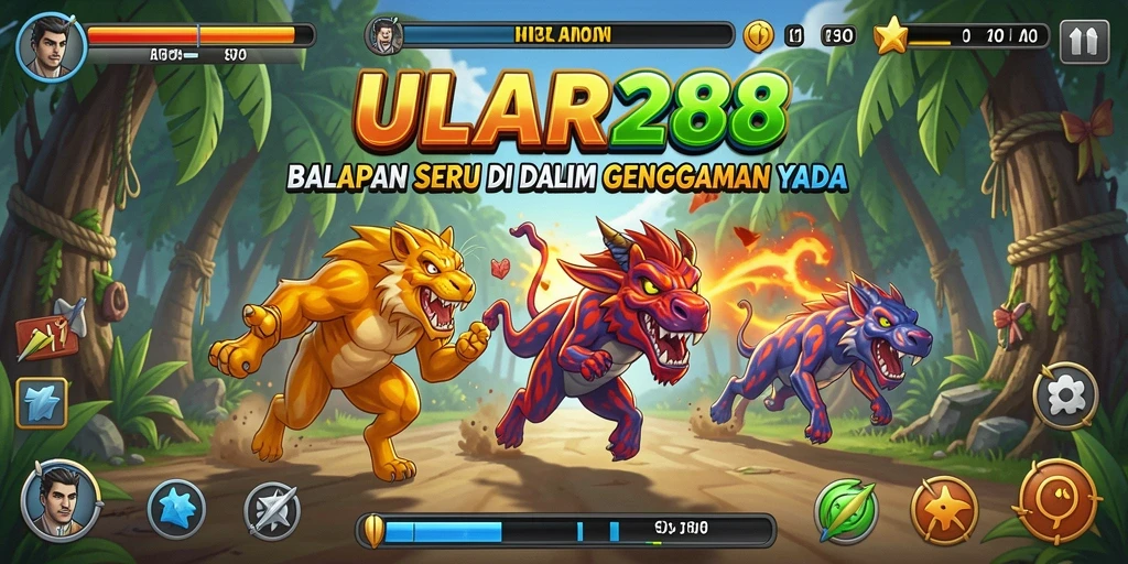 Screenshot gameplay ULAR288 menunjukkan balapan yang menegangkan dan grafis menarik.