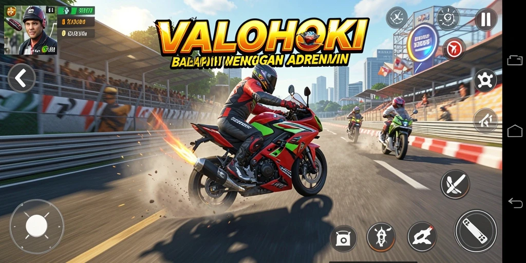 Screenshot dari VALOHOKI menampilkan momen balapan yang mendebarkan di trek yang penuh tantangan.
